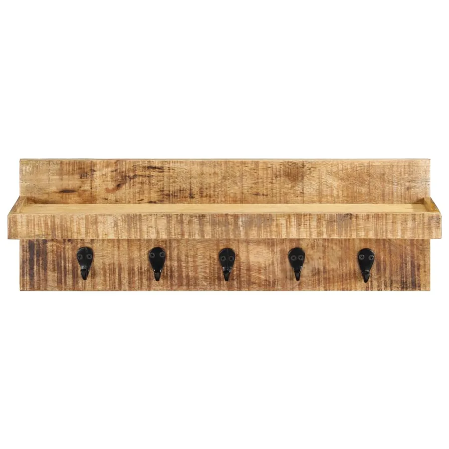 Porte-manteau mural 60x15x20 cm Bois de manguier brut solide - 2