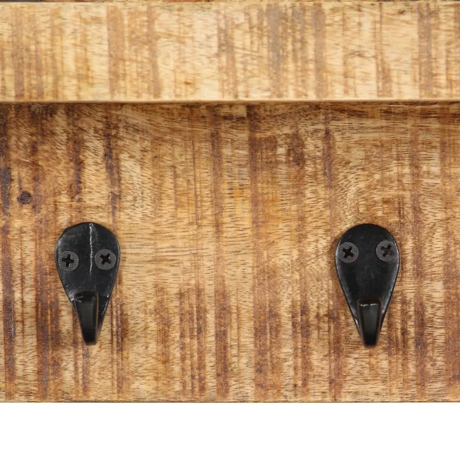 Porte-manteau mural 60x15x20 cm Bois de manguier brut solide - 5