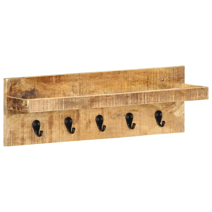 Porte-manteau mural 60x15x20 cm Bois de manguier brut solide - 8