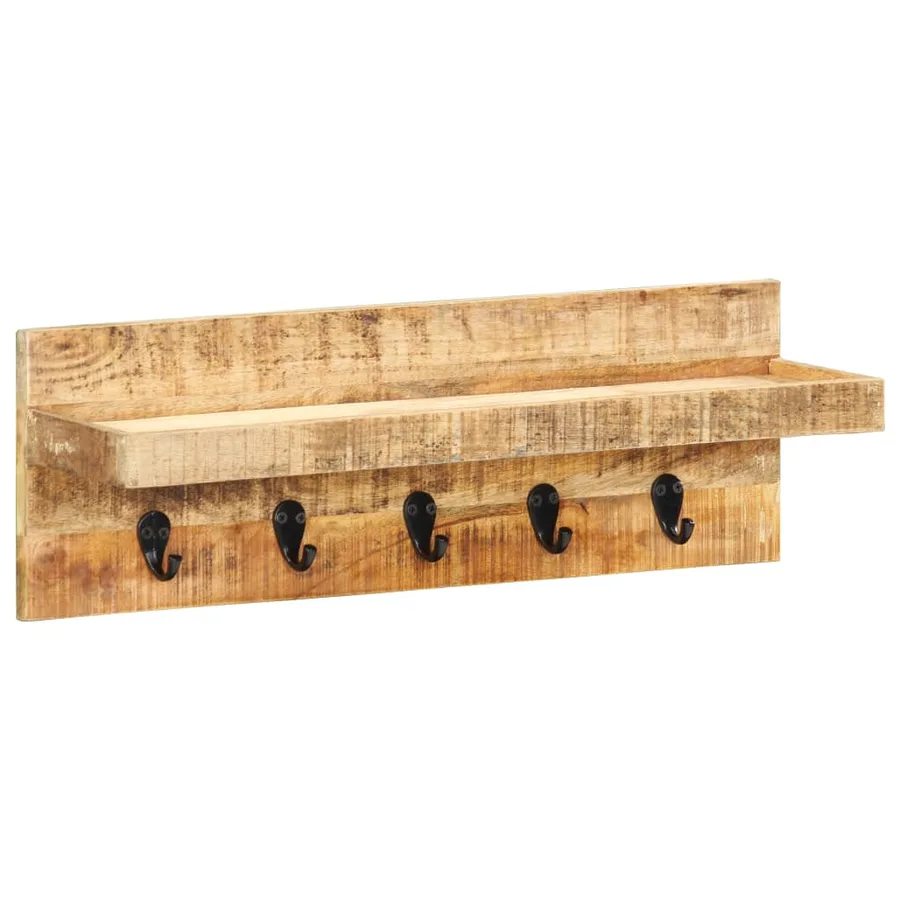 Porte-manteau mural 60x15x20 cm Bois de manguier brut solide - 9