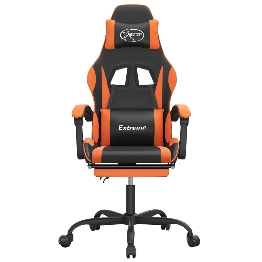 Chaise de jeu avec repose-pied Noir et orange Similicuir - 3