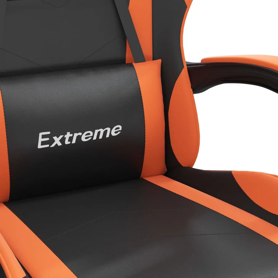 Chaise de jeu avec repose-pied Noir et orange Similicuir - 9