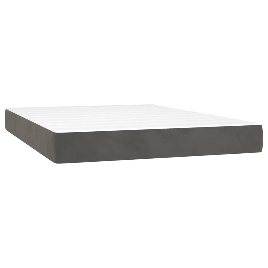 Sommier à lattes de lit et matelas Gris foncé 140x190cm Velours - 5