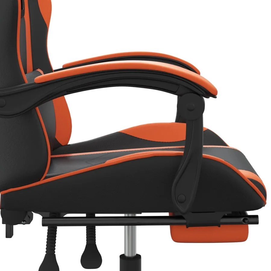 Chaise de jeu pivotante repose-pied Noir et orange Similicuir - 8