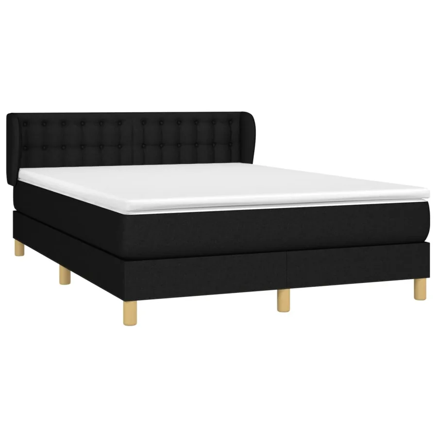 Sommier à lattes de lit avec matelas Noir 140x190 cm Tissu - 3