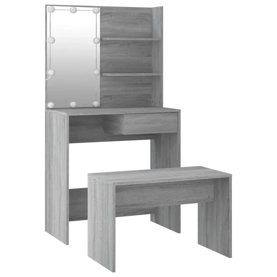 Ensemble de coiffeuse avec LED Sonoma gris Bois d'ingénierie - 5