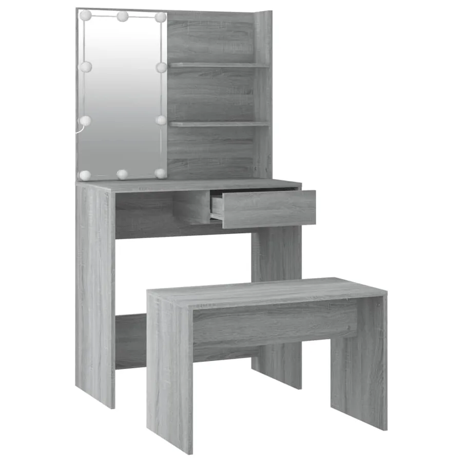 Ensemble de coiffeuse avec LED Sonoma gris Bois d'ingénierie - 6