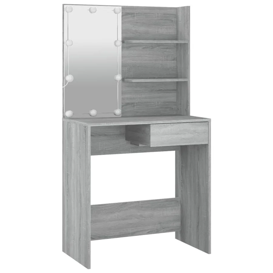 Ensemble de coiffeuse avec LED Sonoma gris Bois d'ingénierie - 7