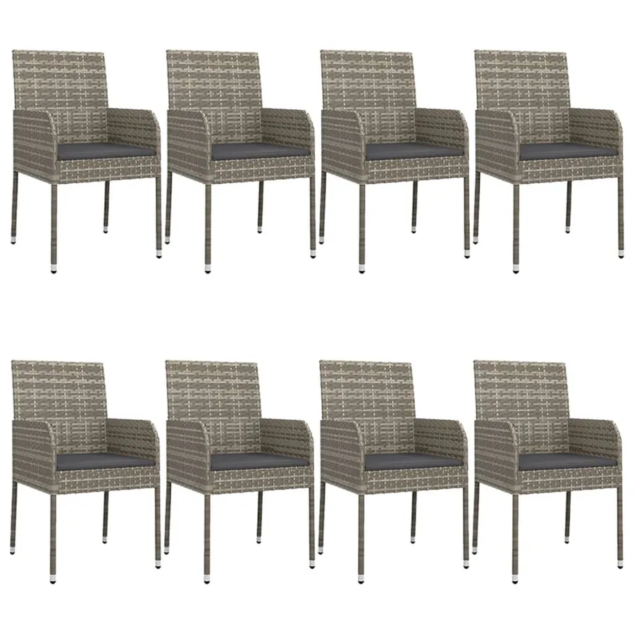 Ensemble à manger de jardin 9pcs et coussins noir et gris - 4