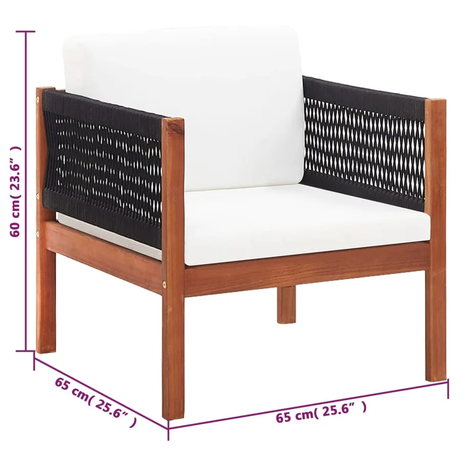 Salon de jardin 4 pcs Bois d'acacia solide - 7