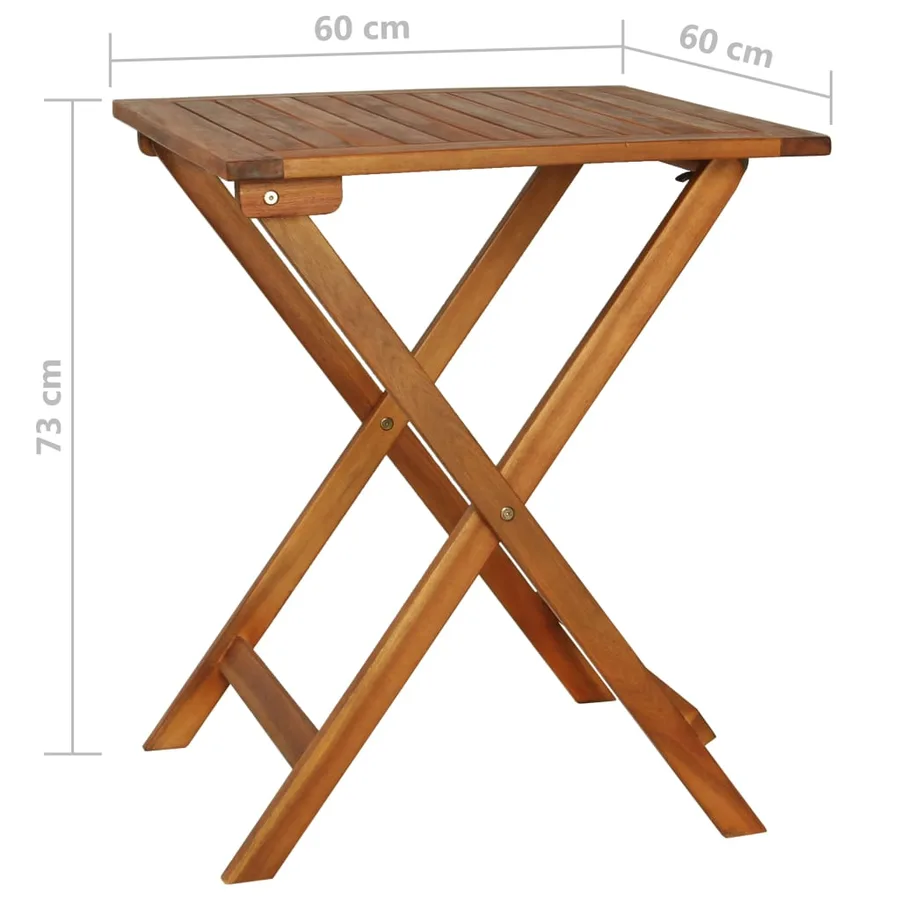 Ensemble de bistro pliable 3 pcs avec coussins Acacia solide - 12