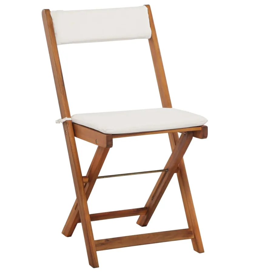 Ensemble de bistro pliable 3 pcs avec coussins Acacia solide - 5