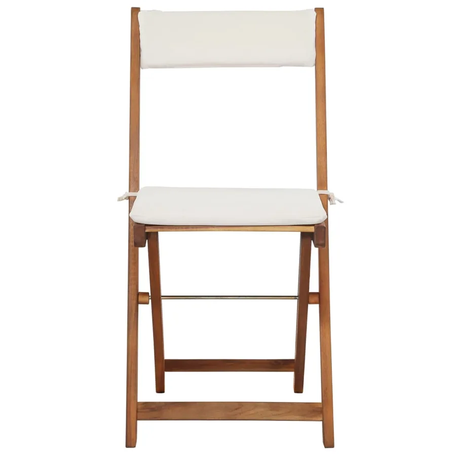 Ensemble de bistro pliable 3 pcs avec coussins Acacia solide - 6