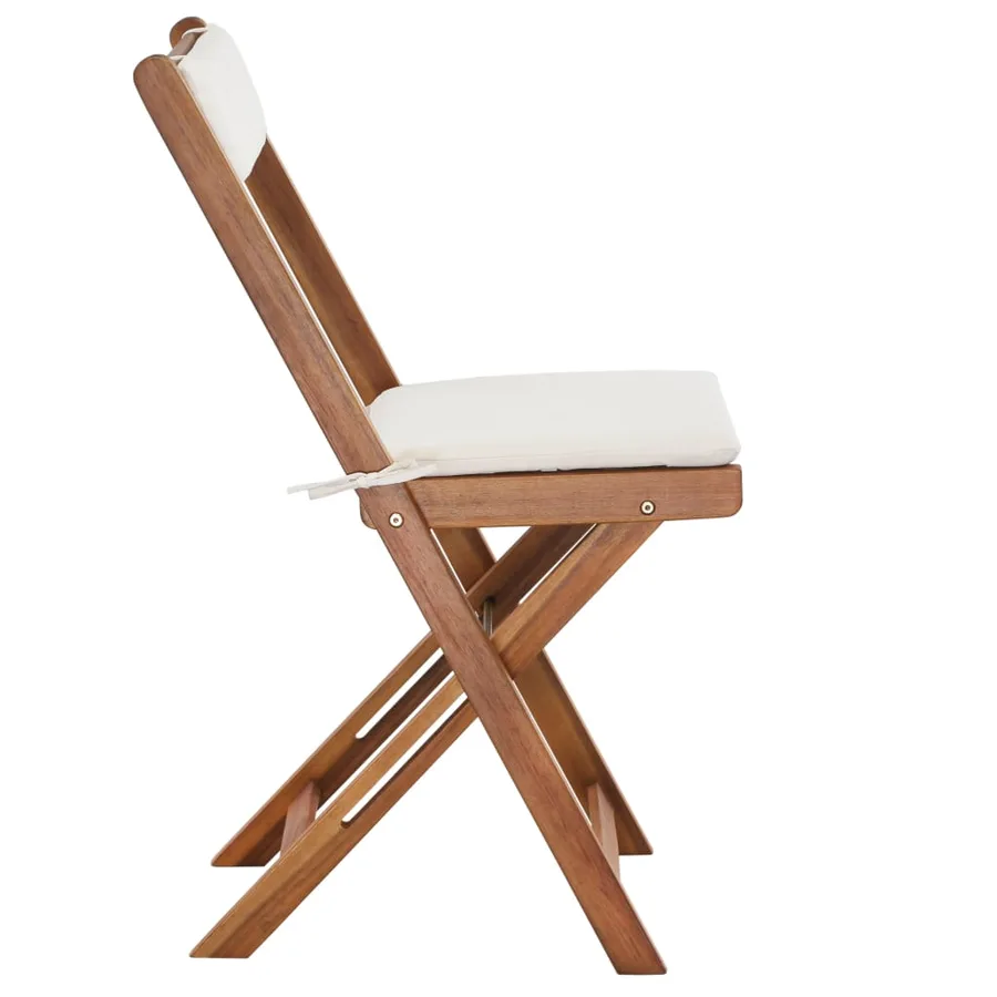 Ensemble de bistro pliable 3 pcs avec coussins Acacia solide - 7