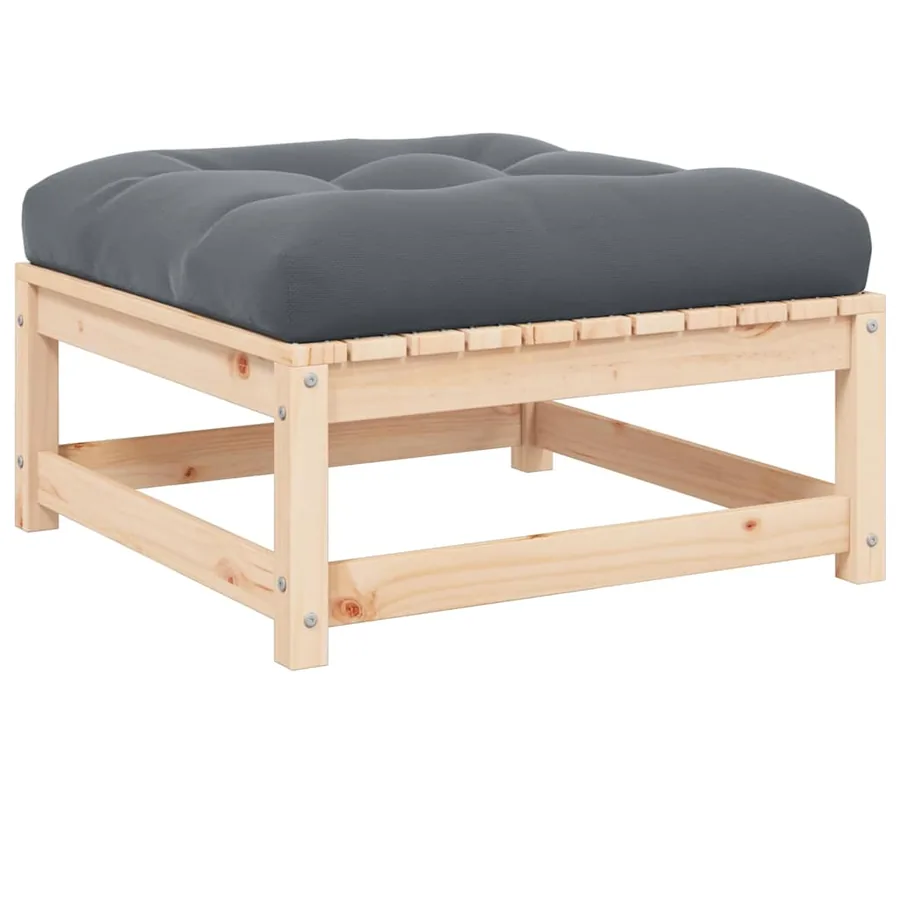 Repose-pied de jardin avec coussin Pin massif