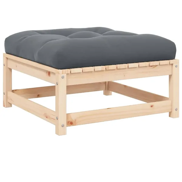 Repose-pied de jardin avec coussin Pin massif