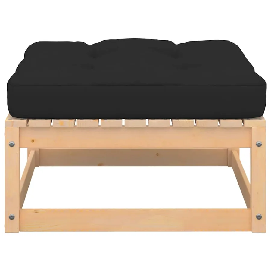 Repose-pied de jardin avec coussin Pin massif - 2