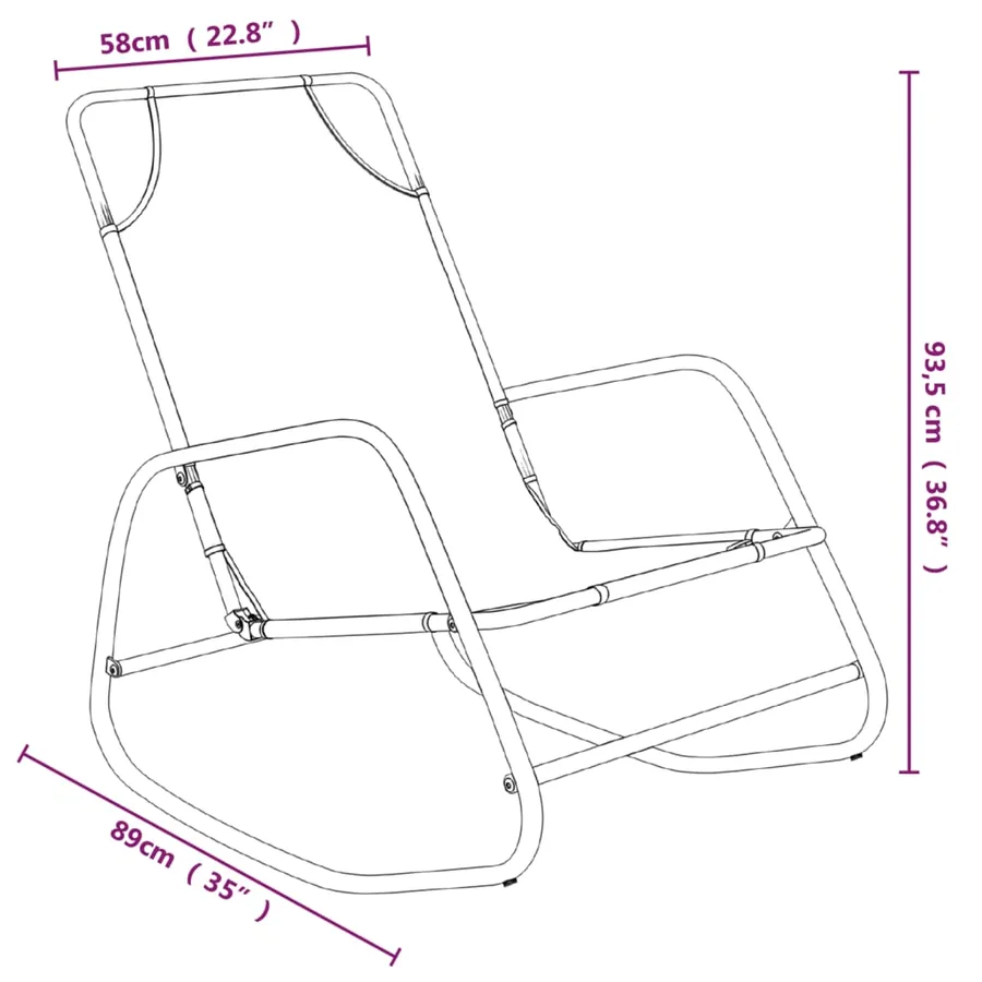 Chaises longues à bascule 2 pcs Gris Acier et textilène - 14
