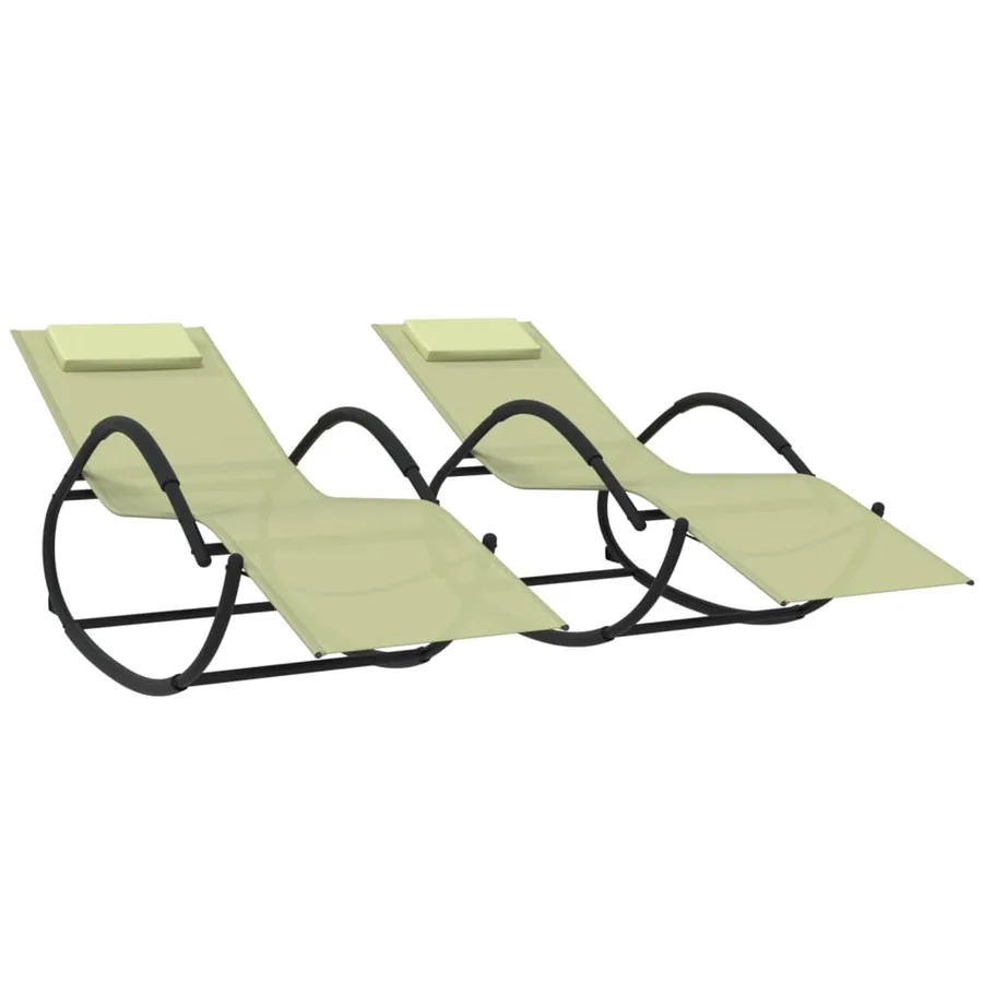 Chaises longues à bascule 2 pcs Gris Acier et textilène - 16