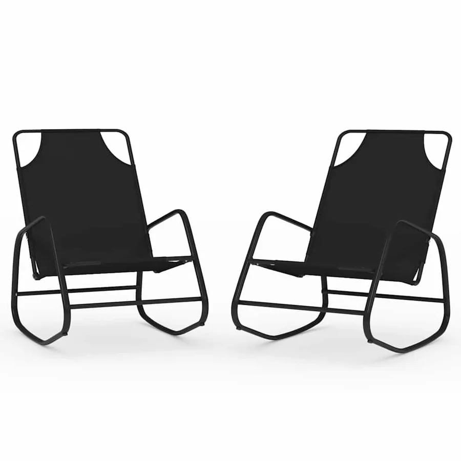 Chaises longues à bascule 2 pcs Gris Acier et textilène - 23
