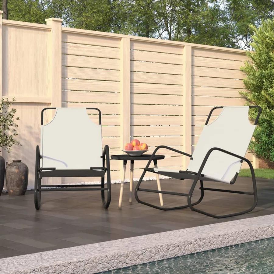 Chaises longues à bascule 2 pcs Gris Acier et textilène - 29
