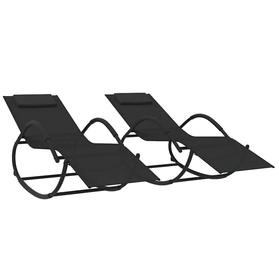 Chaises longues à bascule 2 pcs Gris Acier et textilène - 35