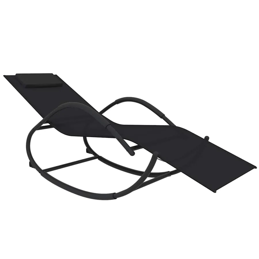 Chaises longues à bascule 2 pcs Gris Acier et textilène - 36