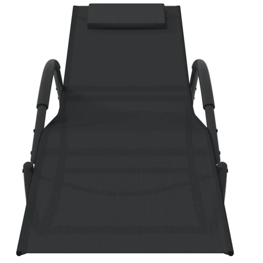 Chaises longues à bascule 2 pcs Gris Acier et textilène - 37