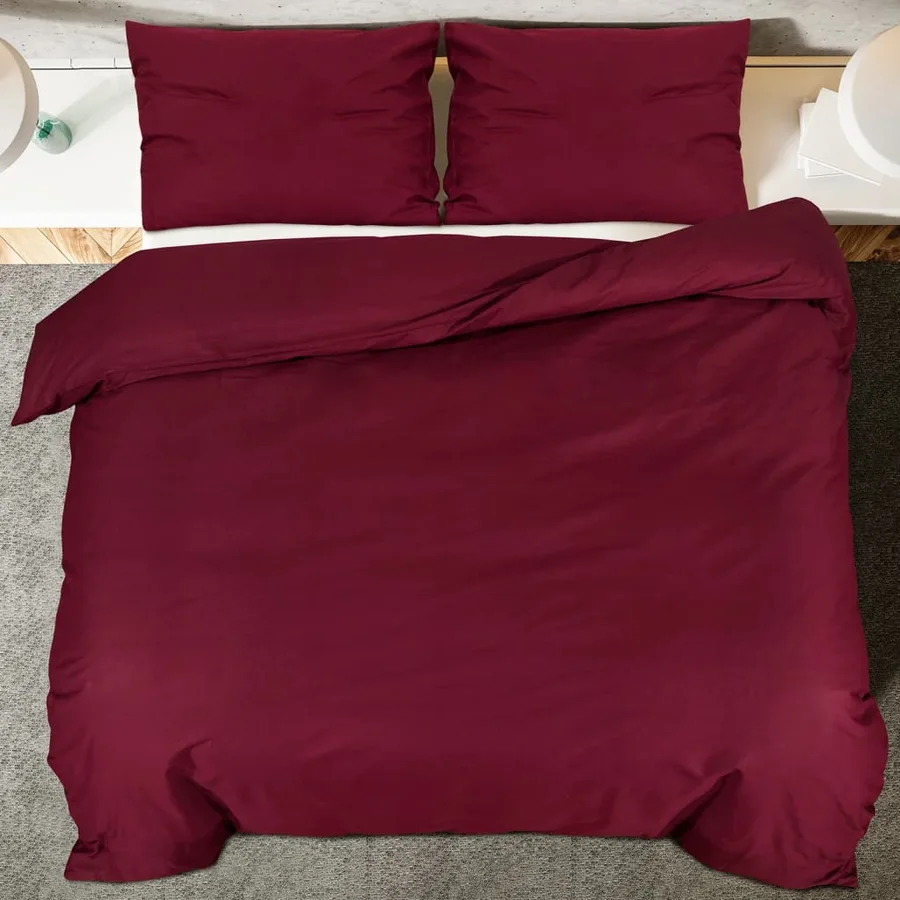 Ensemble de housse de couette Bordeaux 135x200 cm Coton - 5