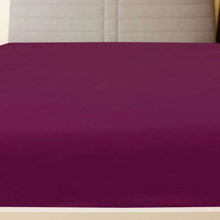 Drap-housse Jersey Bordeaux 180x200 cm Coton - 3