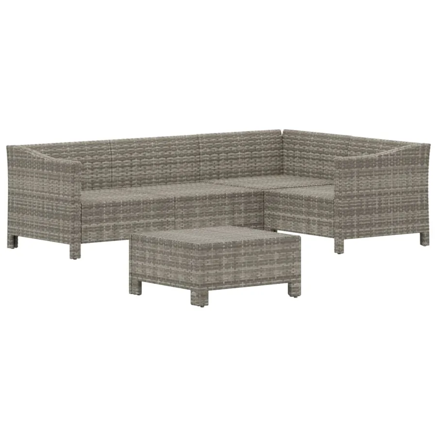 Salon de jardin 5 pcs avec coussins Gris Résine tressée - 4