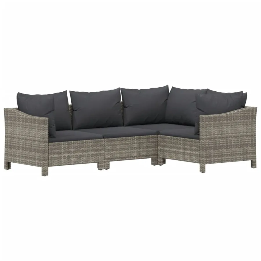Salon de jardin 5 pcs avec coussins Gris Résine tressée - 5