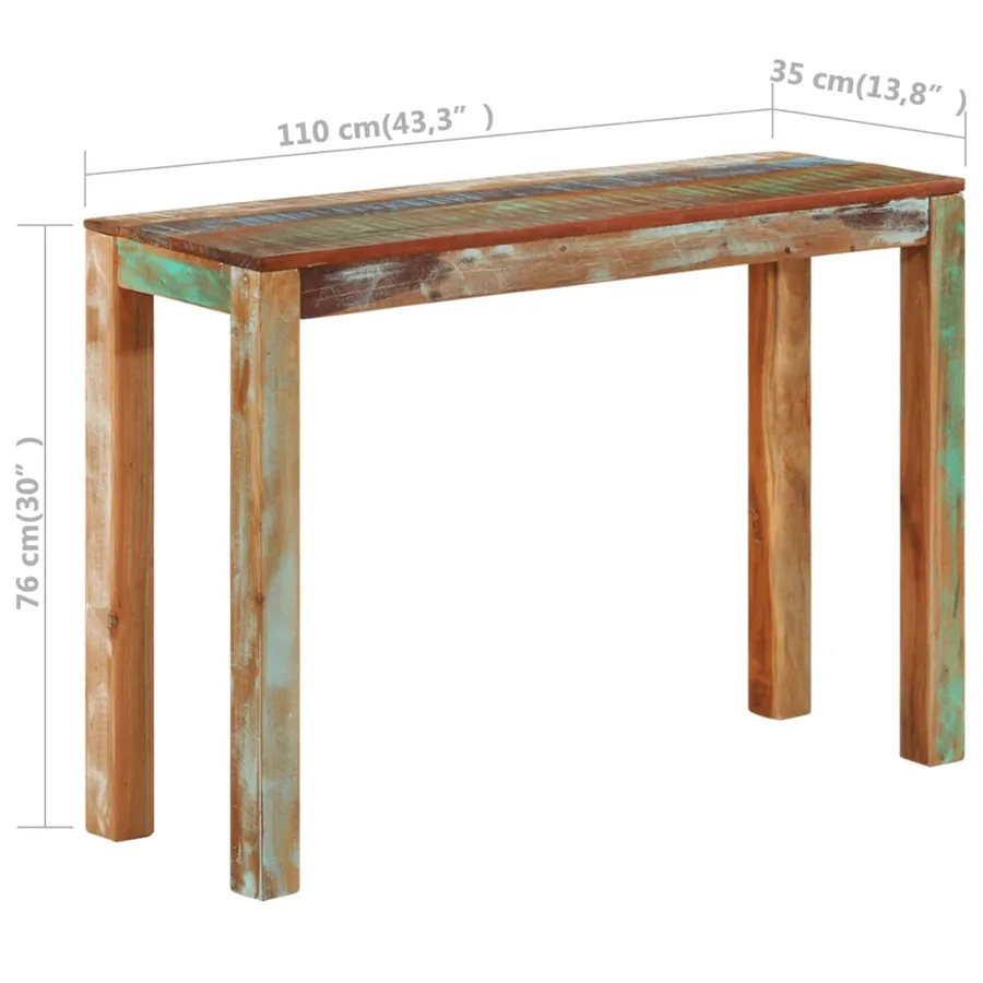 Table console 110x35x76 cm Bois de récupération massif - 7