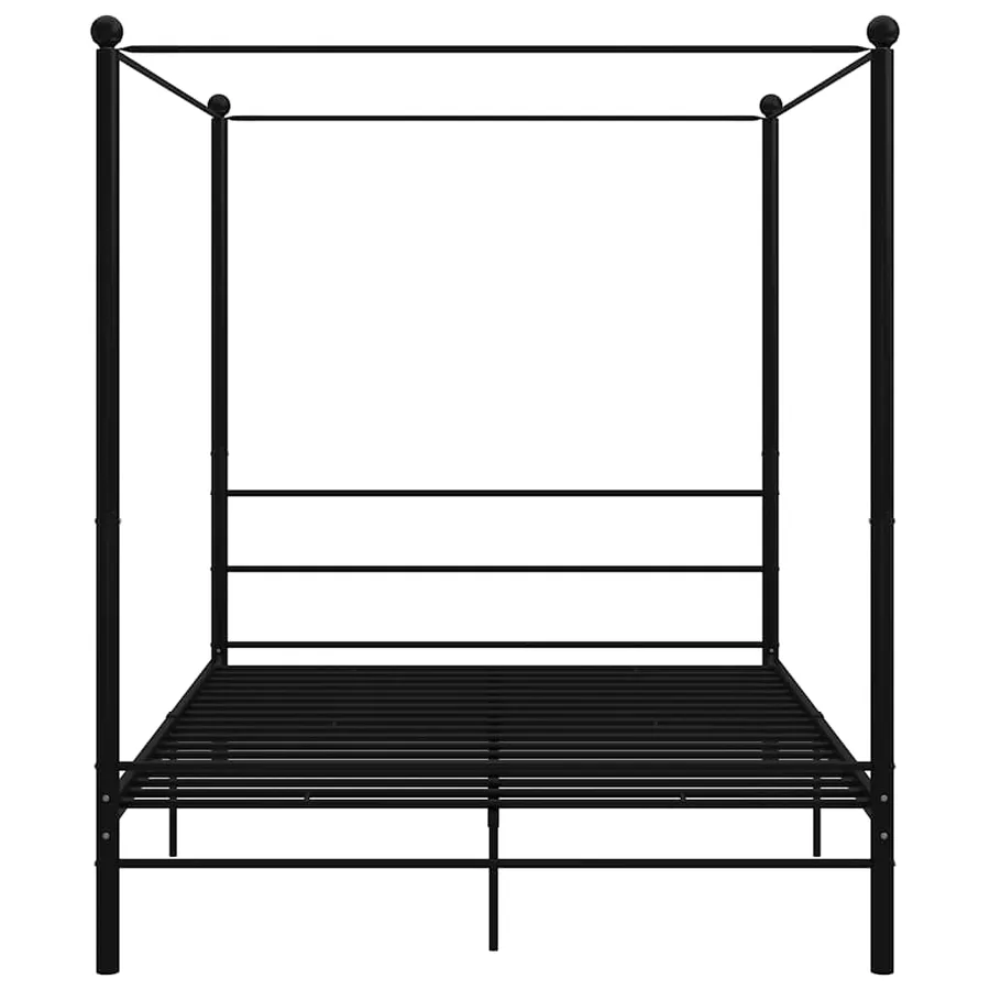 Cadre de lit à baldaquin sans matelas noir 160x200 cm métal - 3
