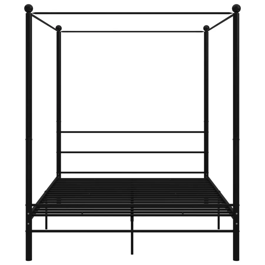 Cadre de lit à baldaquin sans matelas noir 160x200 cm métal - 4