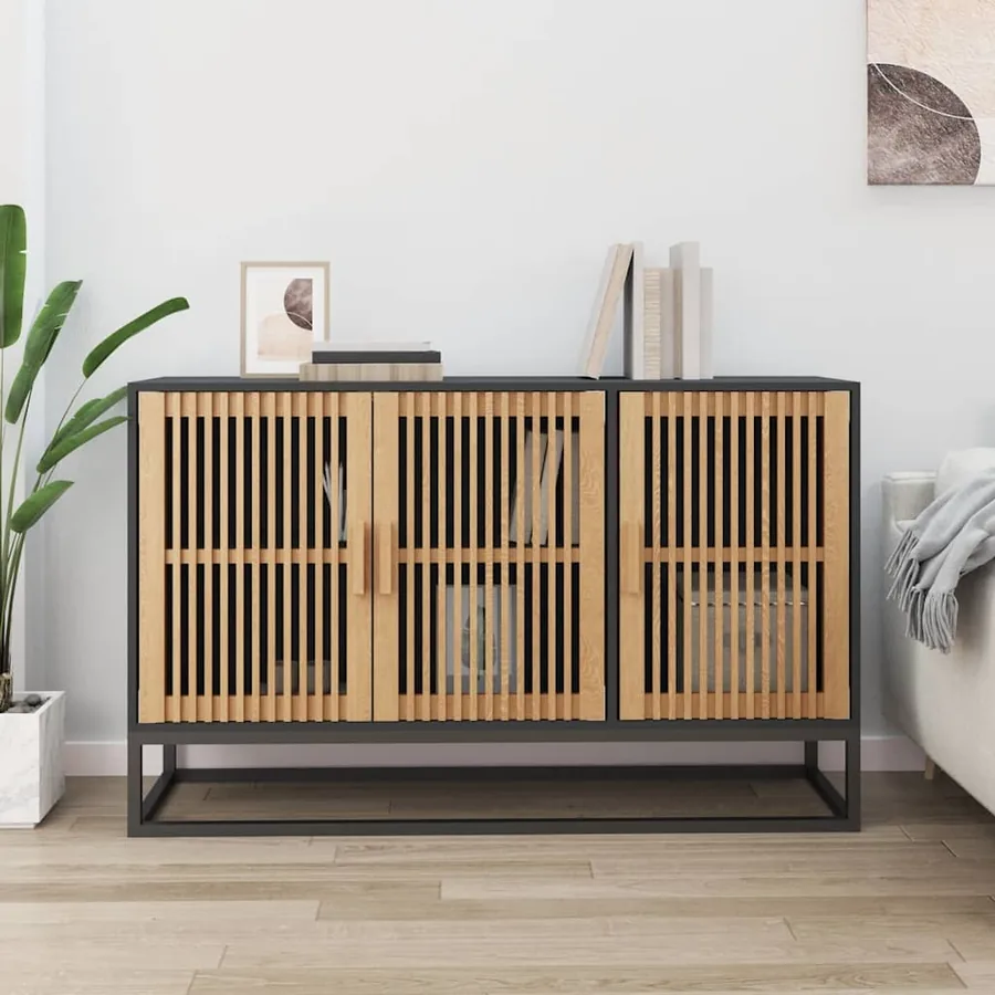 Buffet noir 105x30x65 cm bois d'ingénierie