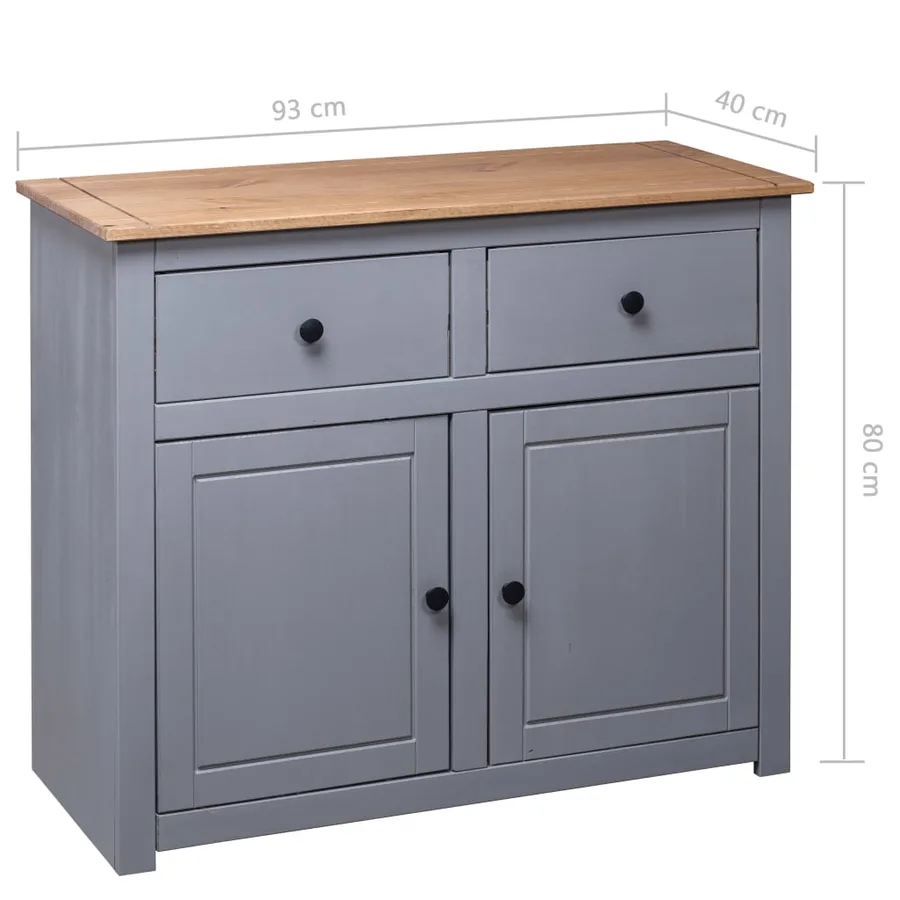 Buffet Gris 93x40x80 cm Pin solide Assortiment Panama - 10