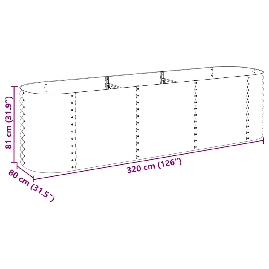 Lit surélevé de jardin 320x80x81 cm Acier galvanisé Gris - 10