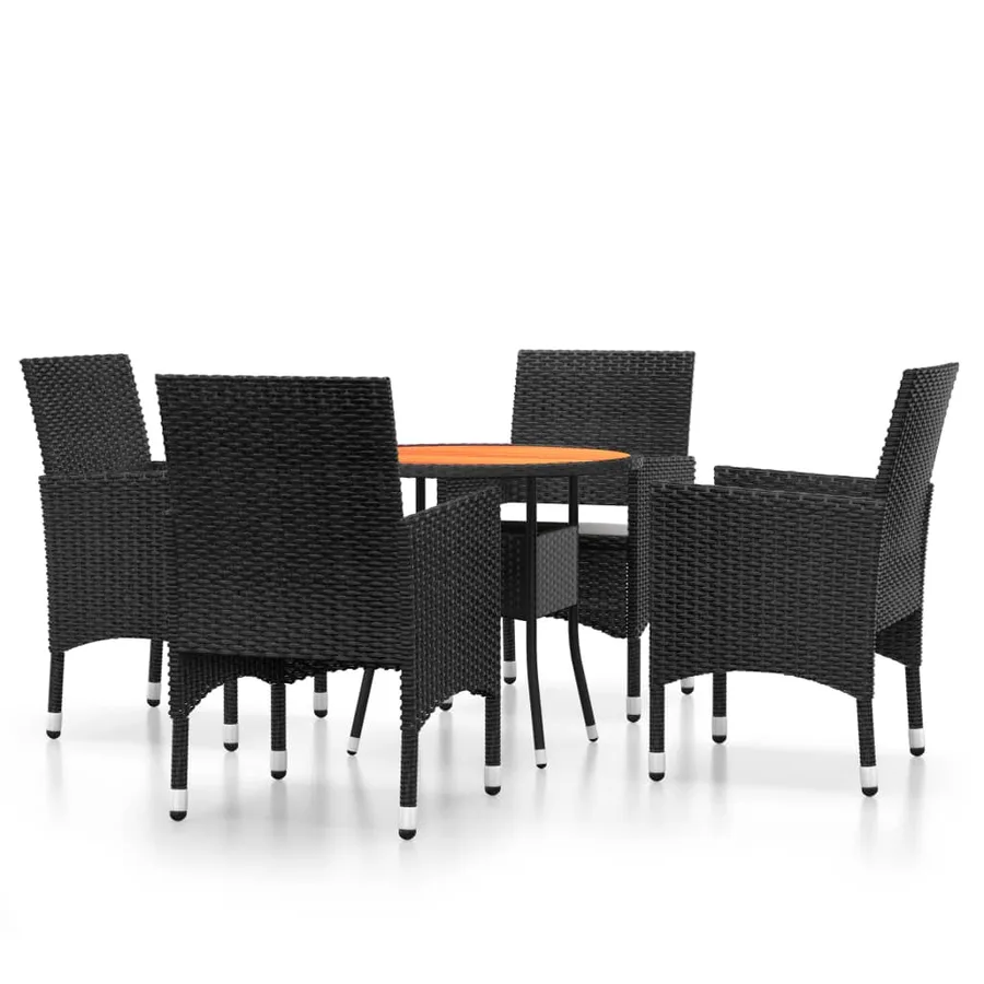 Ensemble à manger de jardin 5 pcs Résine tressée Noir - 2