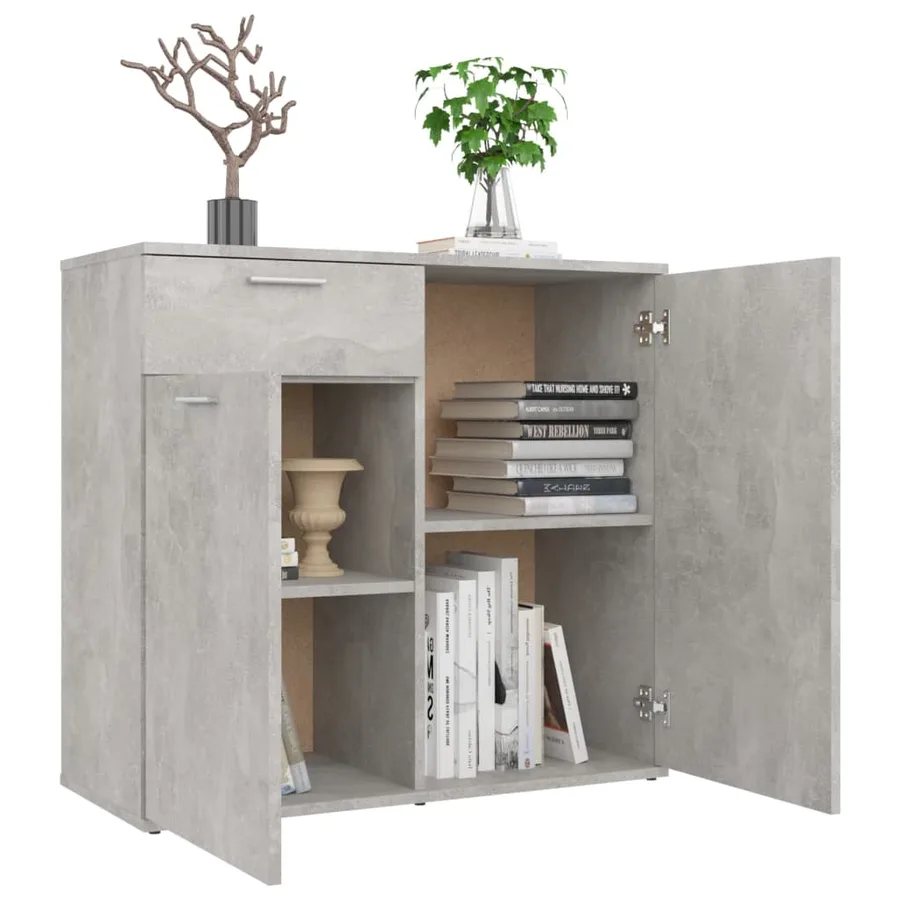 Buffet gris béton 80x36x75 cm bois d'ingénierie - 4