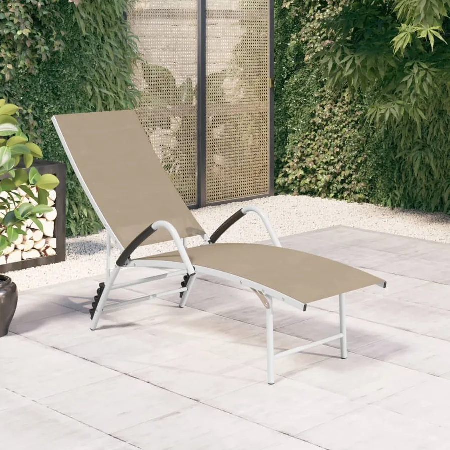 Chaise longue textilène et aluminium noir - 8