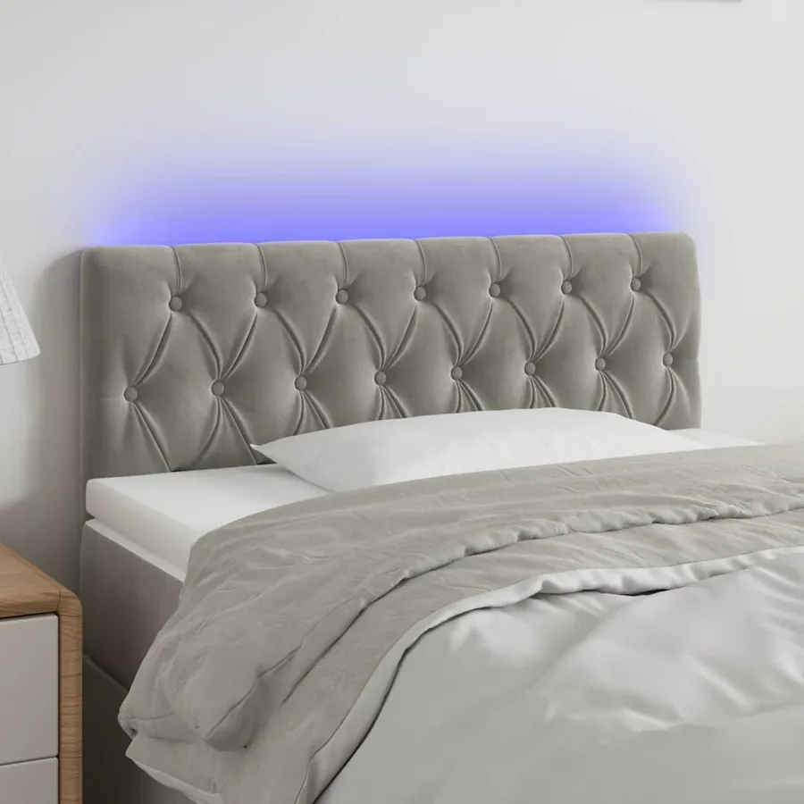 Tête de lit à LED Gris clair 100x7x78/88 cm Velours