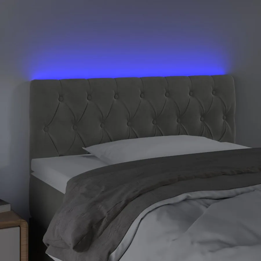 Tête de lit à LED Gris clair 100x7x78/88 cm Velours - 3