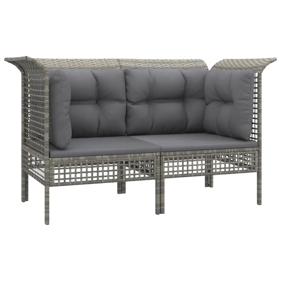 Canapés d'angle de jardin et coussins 2 pcs gris résine tressée - 2