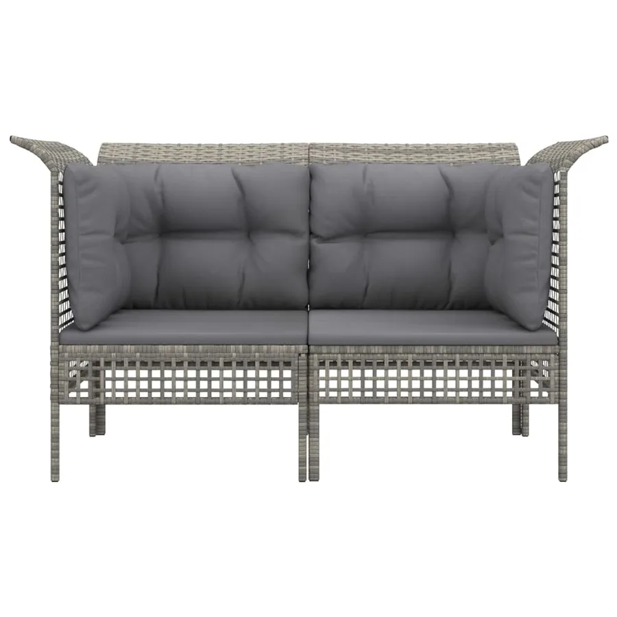 Canapés d'angle de jardin et coussins 2 pcs gris résine tressée - 3