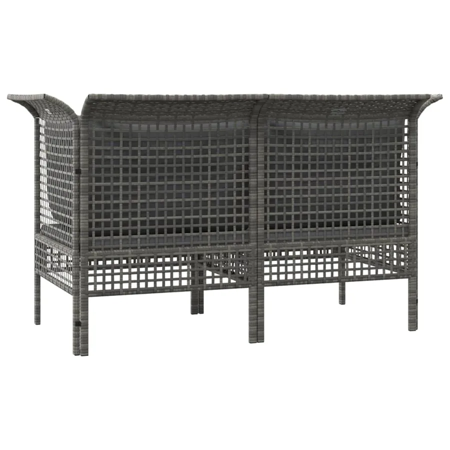 Canapés d'angle de jardin et coussins 2 pcs gris résine tressée - 6