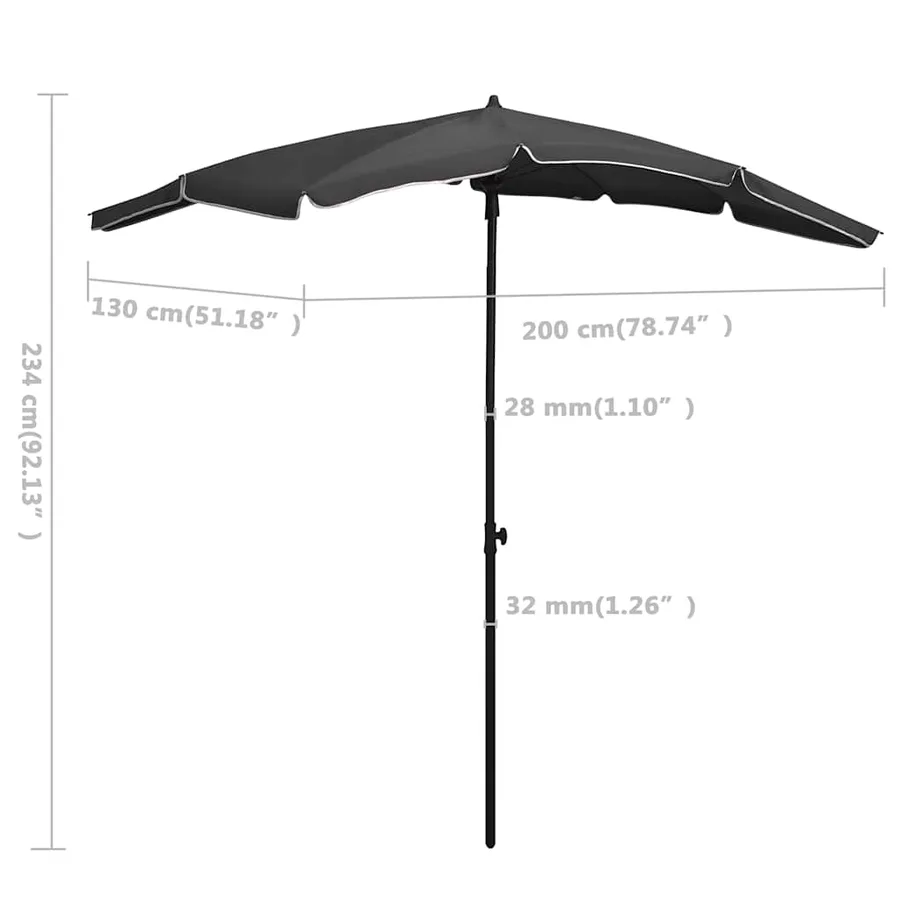 Parasol de jardin avec mât 200x130 cm anthracite - 6