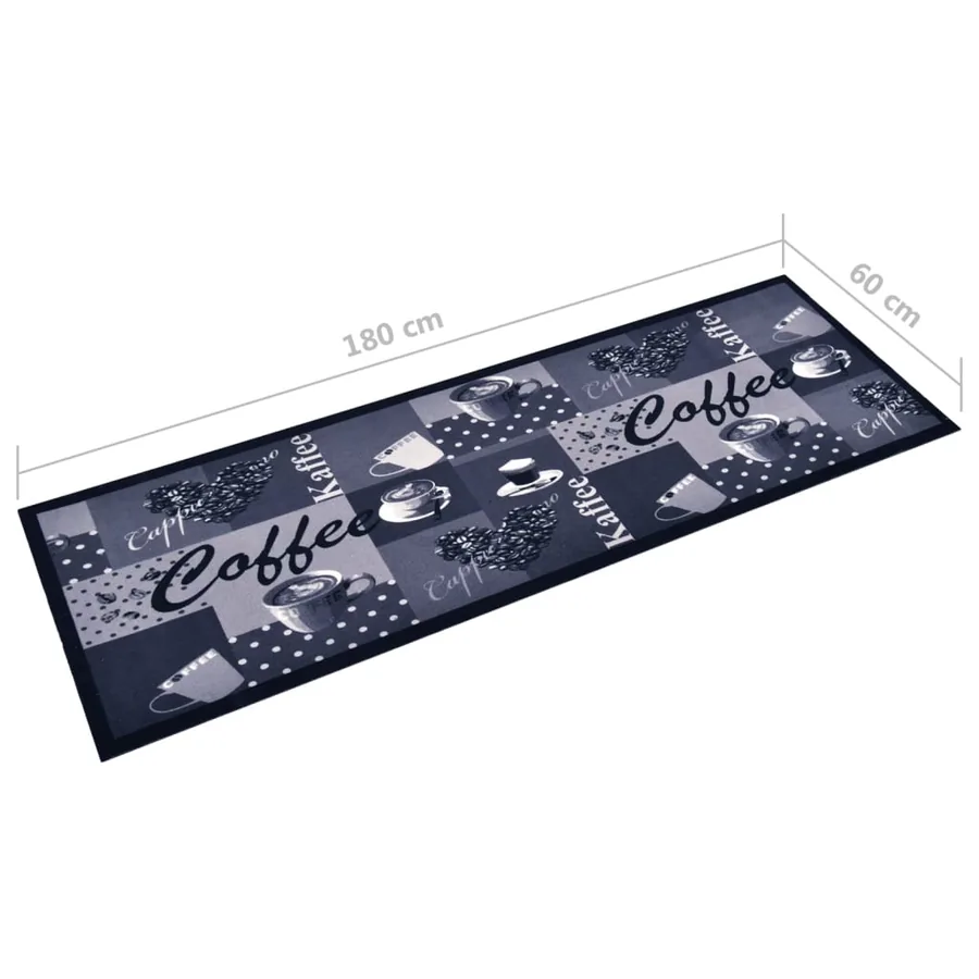 Tapis de cuisine lavable Bleu café 60x180 cm - 5