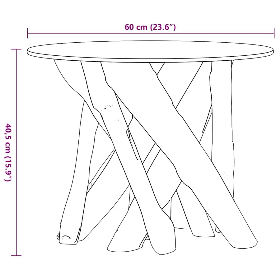 Table basse Bois flottant de teck massif 60 cm - 7