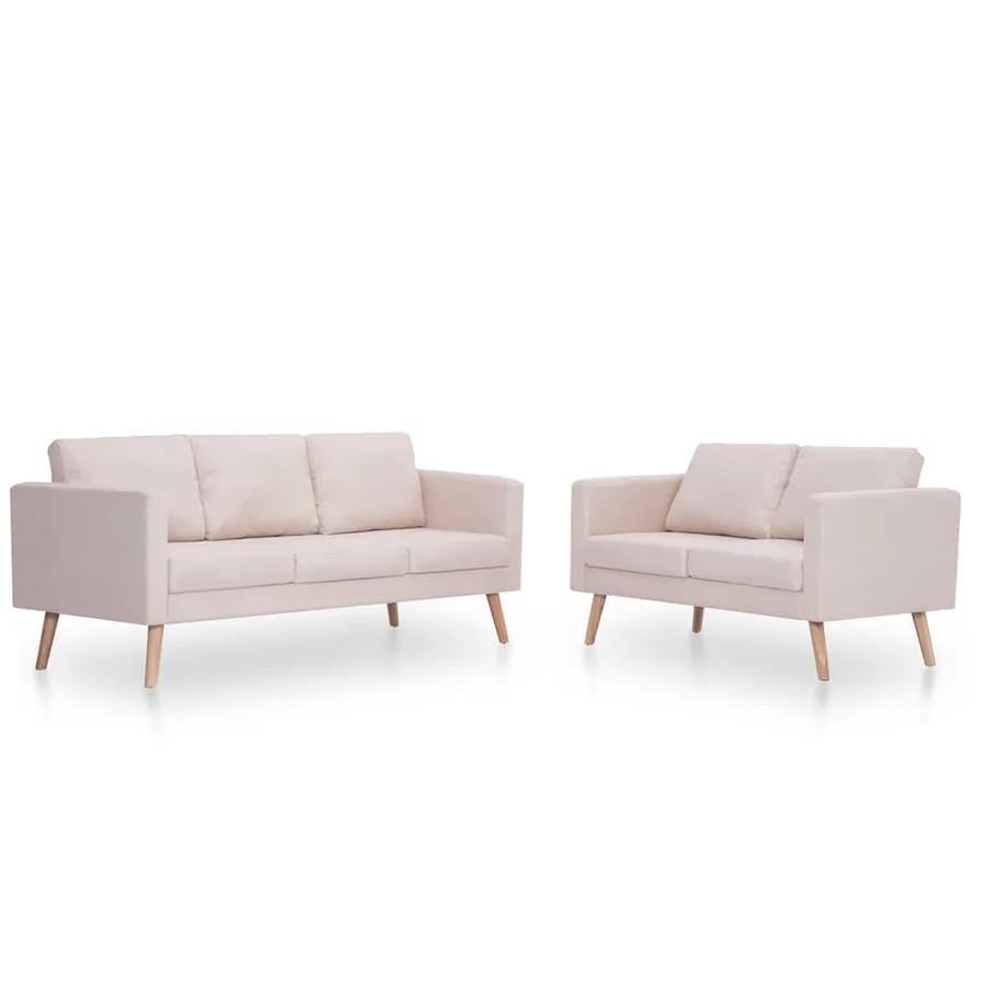 Ensemble de canapé 2 pcs tissu crème - 2